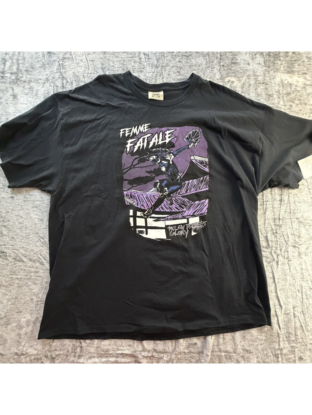 BRAND X Femme Fatale Graphic T-Shirt Men's 3XL Black Purple For My Fathers Glory